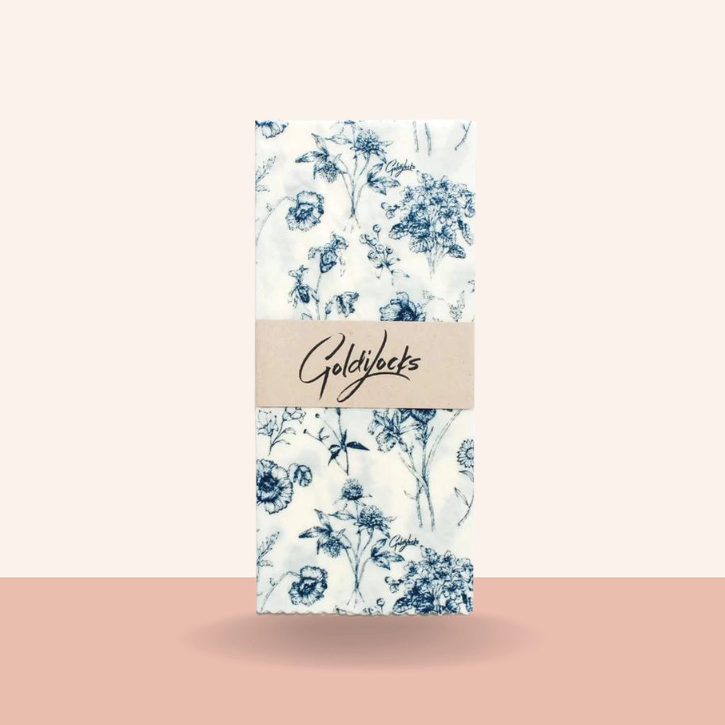 Reusable Beeswax Food Wraps: Blue Floral