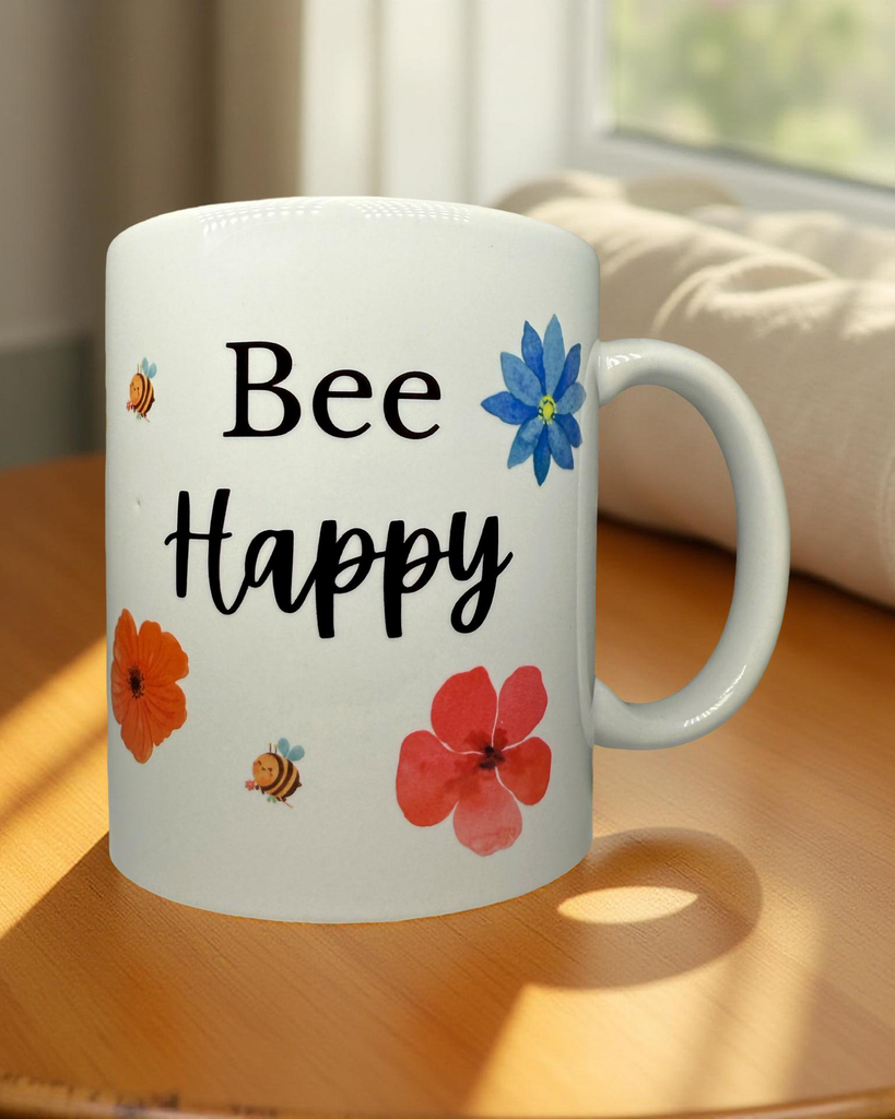 Bee Happy Watercolor Ceramic Mug