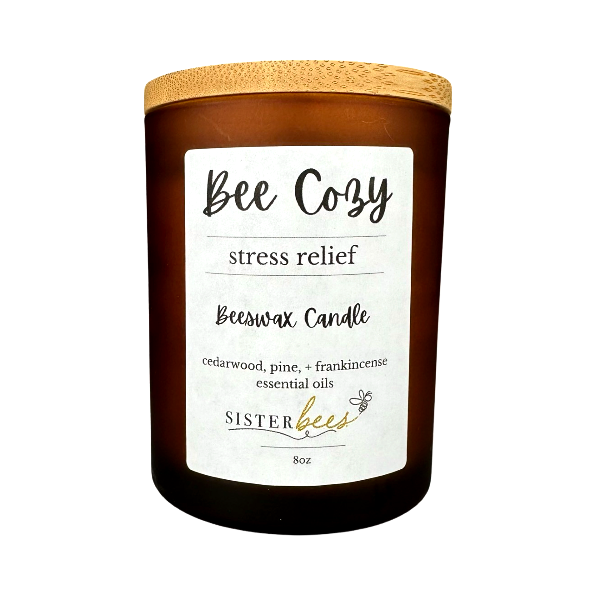"Cozy Bee" Beeswax Candle - Stress Relief -Glass + Bamboo