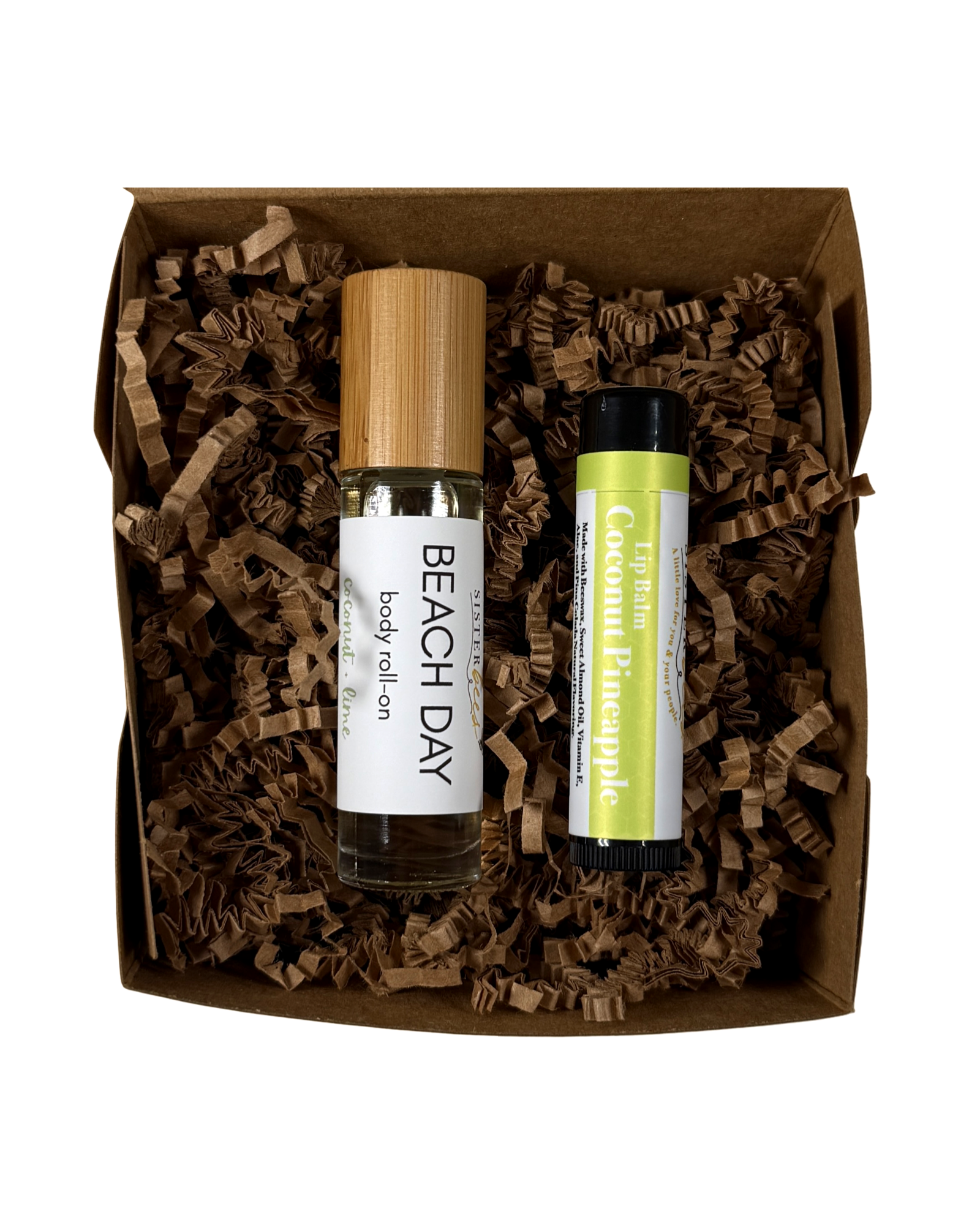Body Roll-On Gift Set  - Beach Day + Coconut Pineapple Lip Balm