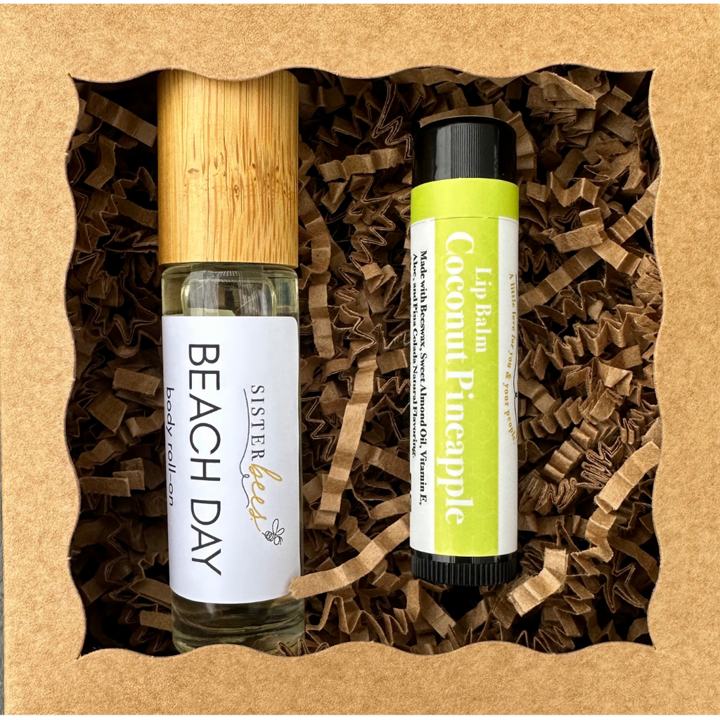 Body Roll-On Gift Set  - Beach Day + Coconut Pineapple Lip Balm