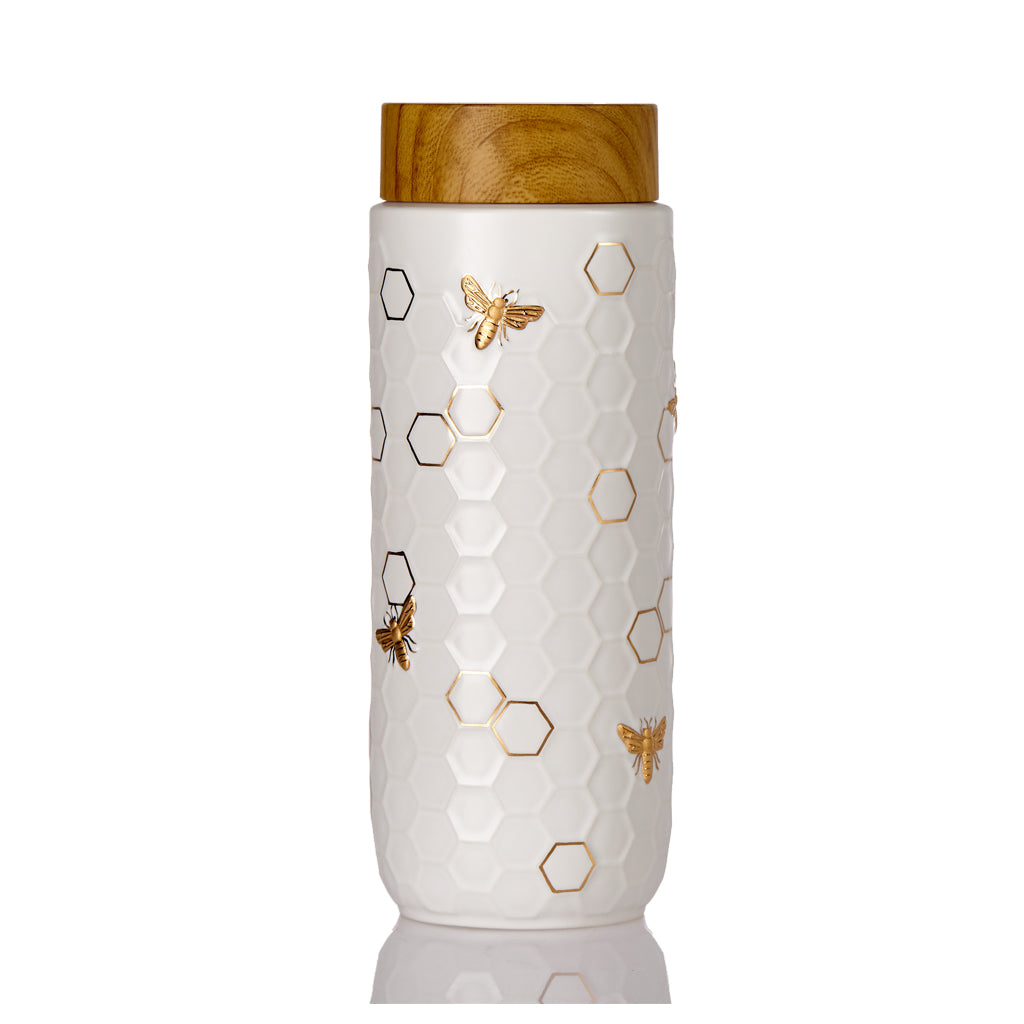 Honey Bee Travel Mug / Gold 16 oz