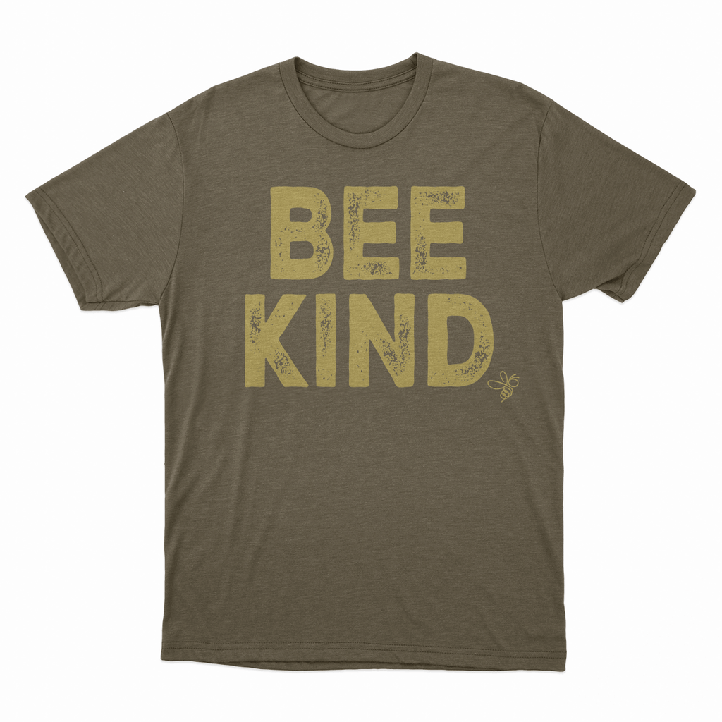 "Bee" Kind T-Shirt (brown with yellow lettering)