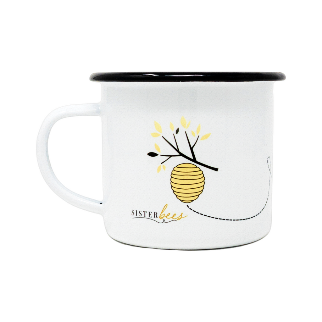 12oz Enamel Bee Happy Mug.