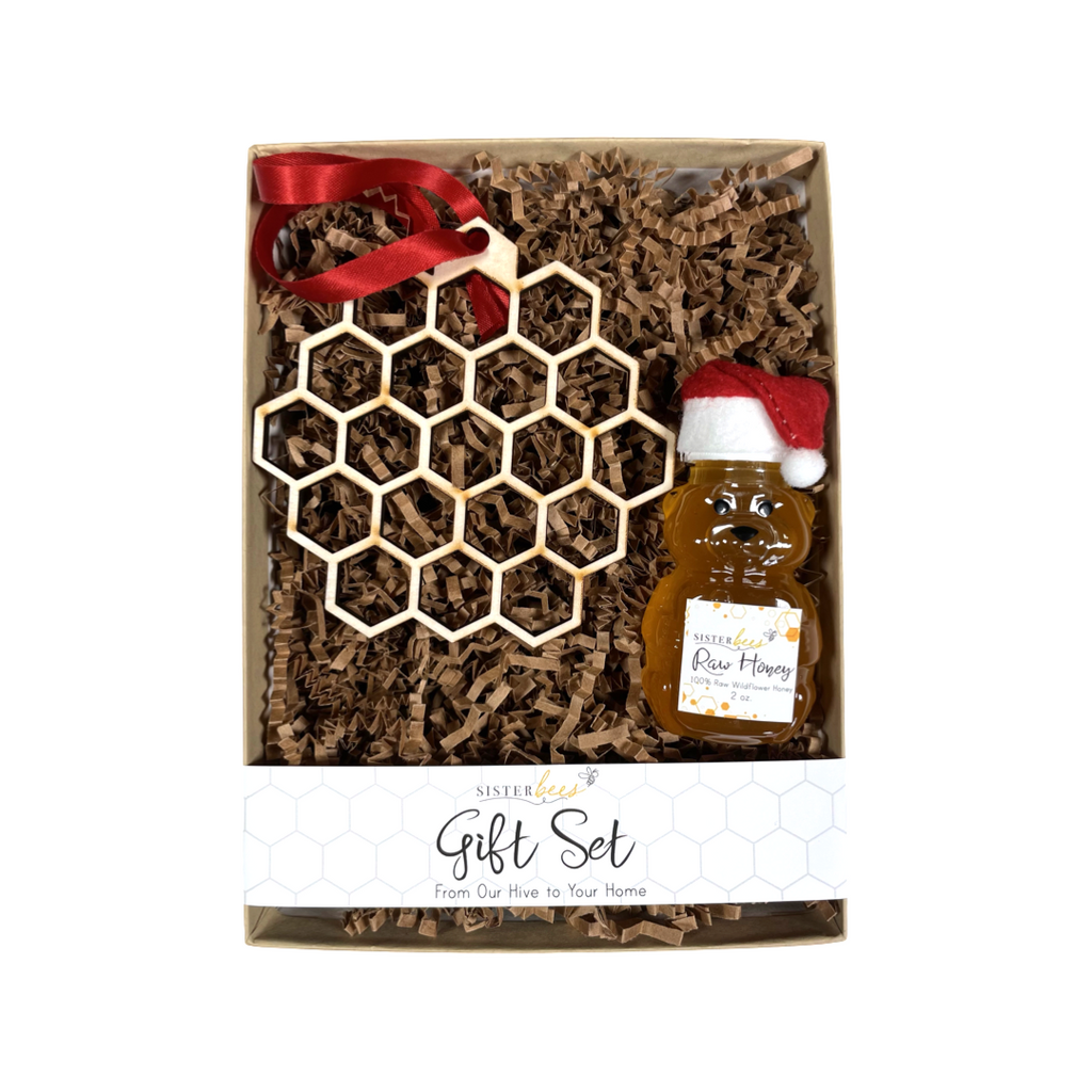 Honeycomb Ornament & Festive Bear Gift Set