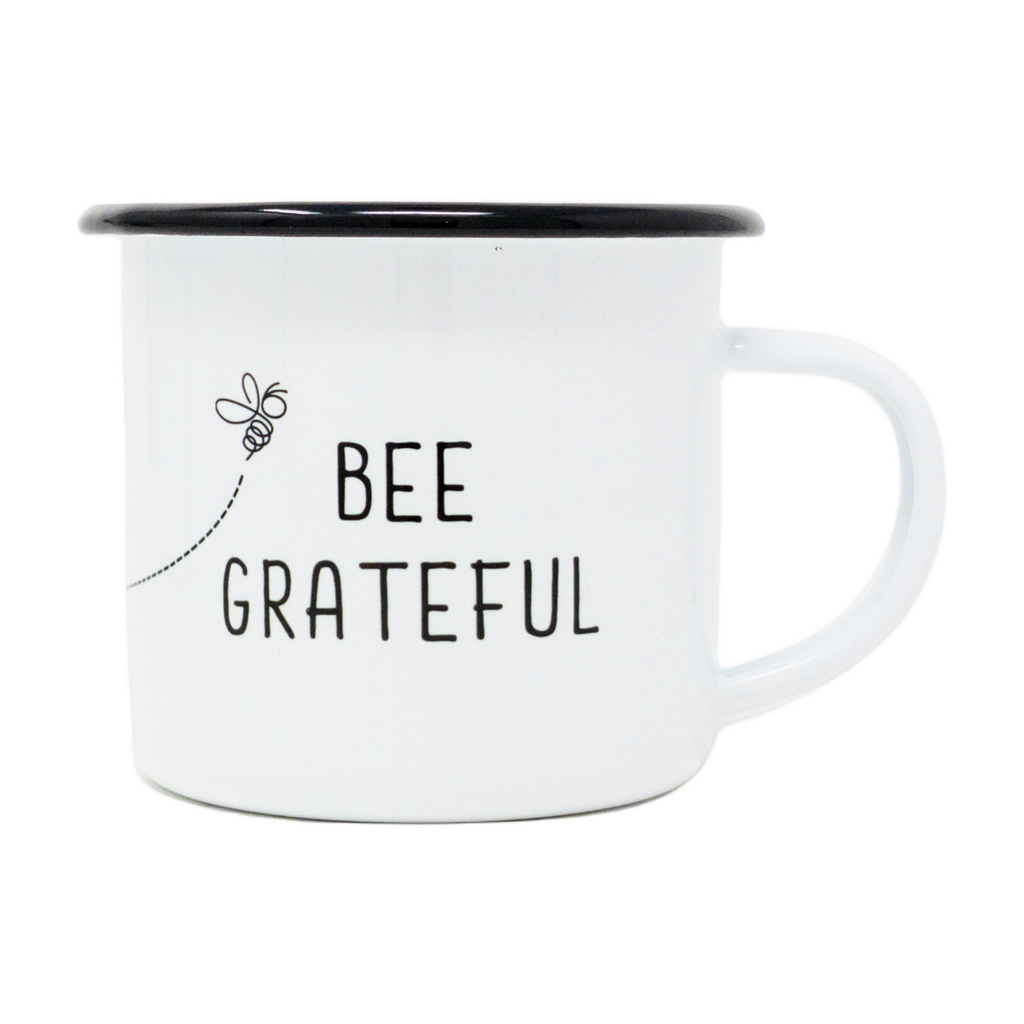 12oz Enamel Bee Grateful Mug.