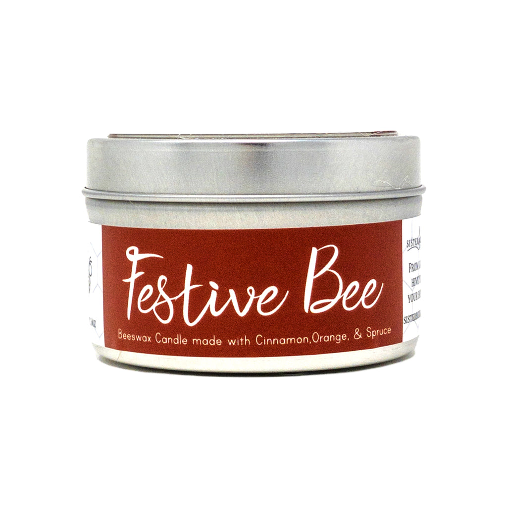 Beeswax Candle - Festive Bee (with Cinnamon, Orange & Spruce)