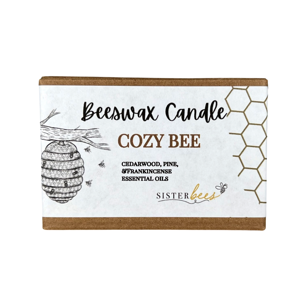 Beeswax Candle - Cozy Bee (with Cedarwood, Pine, & Frankincense)