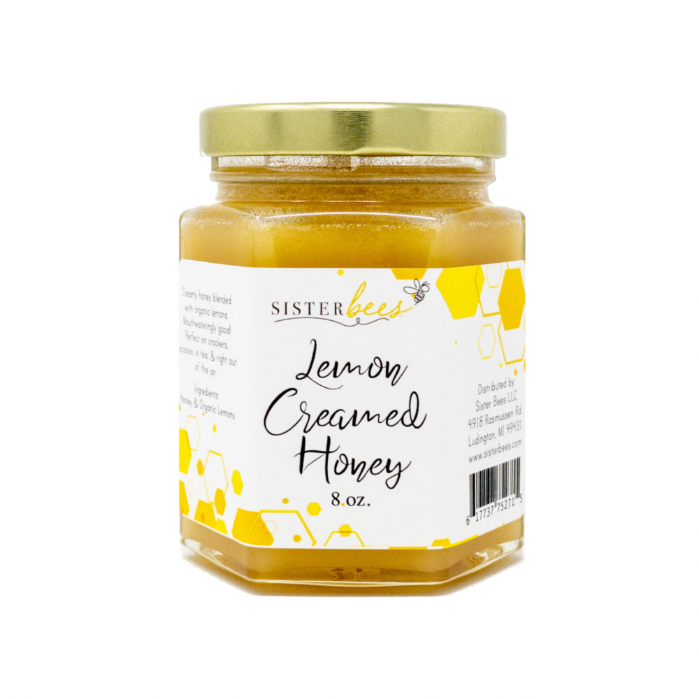 Lemon Creamed Honey 8oz Jar.